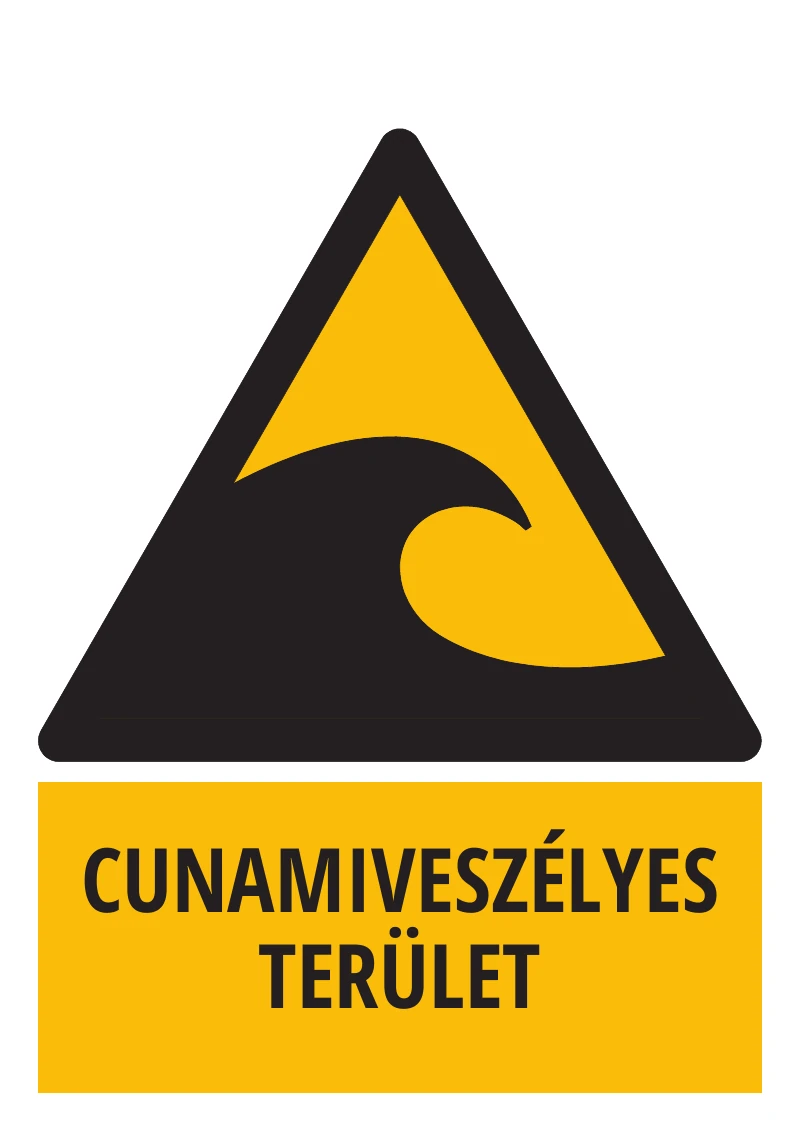 Cunamiveszélyes terület (felirattal)